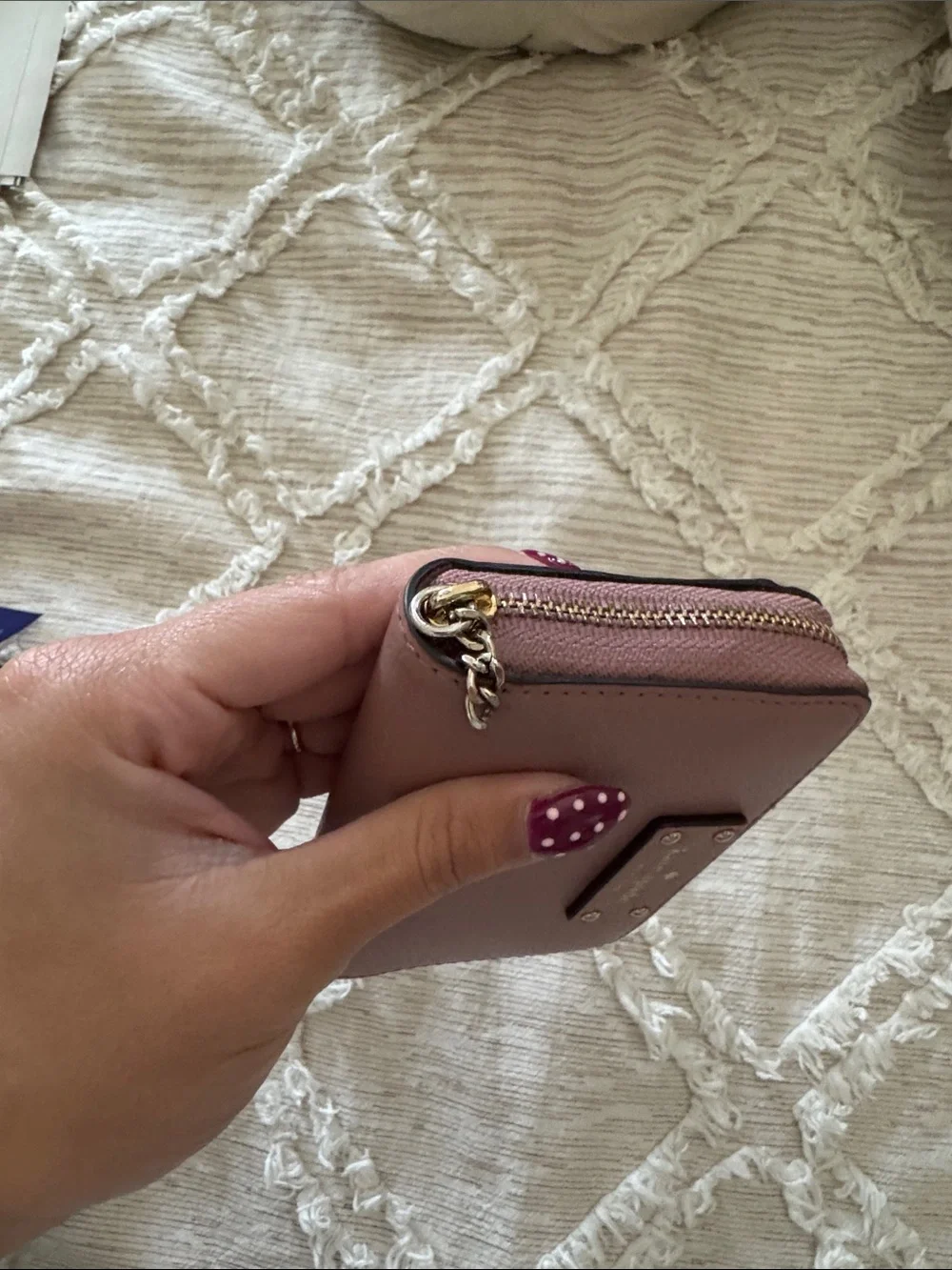 kate spade Mauve Pink Pebbled Leather Zip Wallet